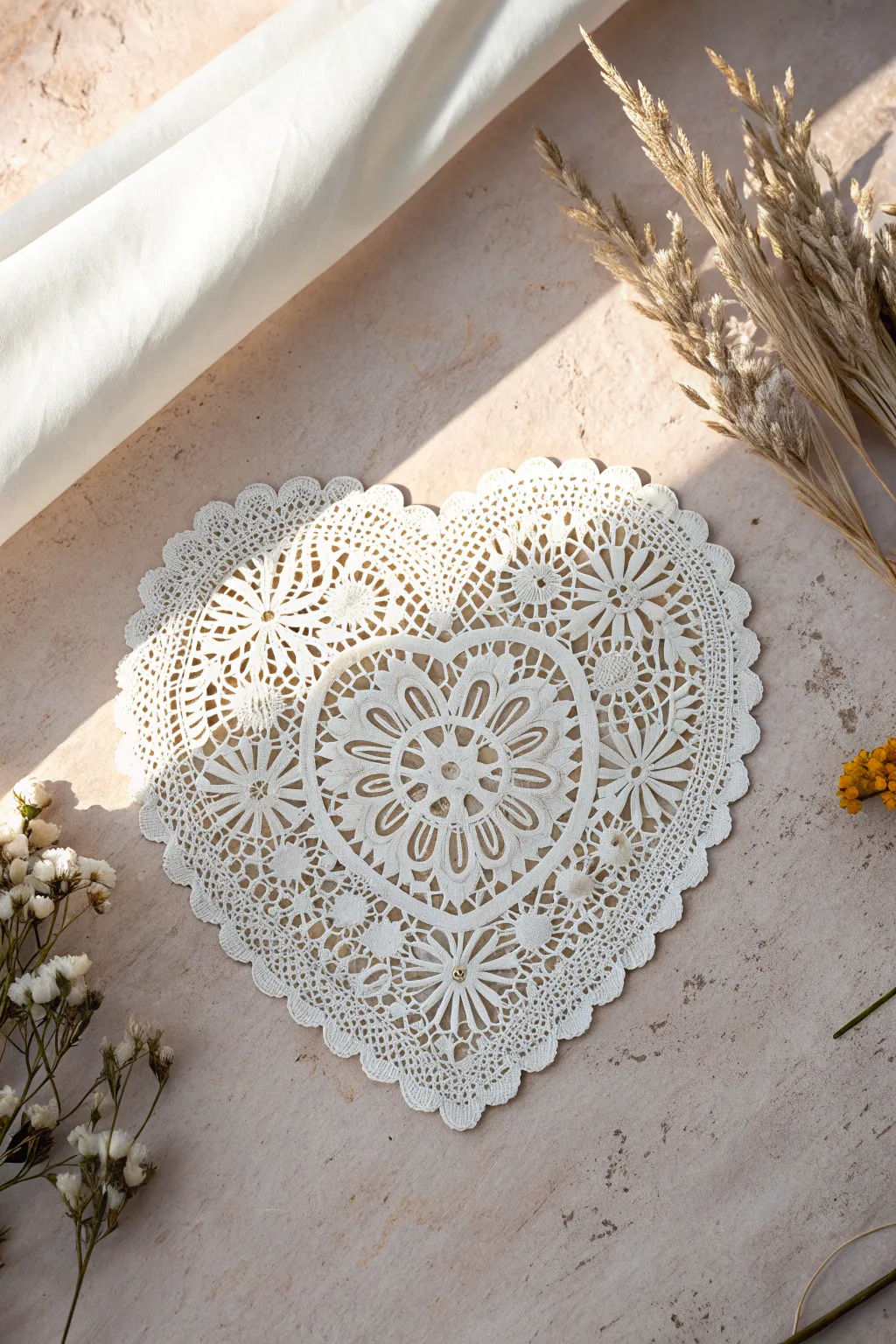 Craft your love with vintage charm: Elegant paper doilies for heartfelt Valentine cards.