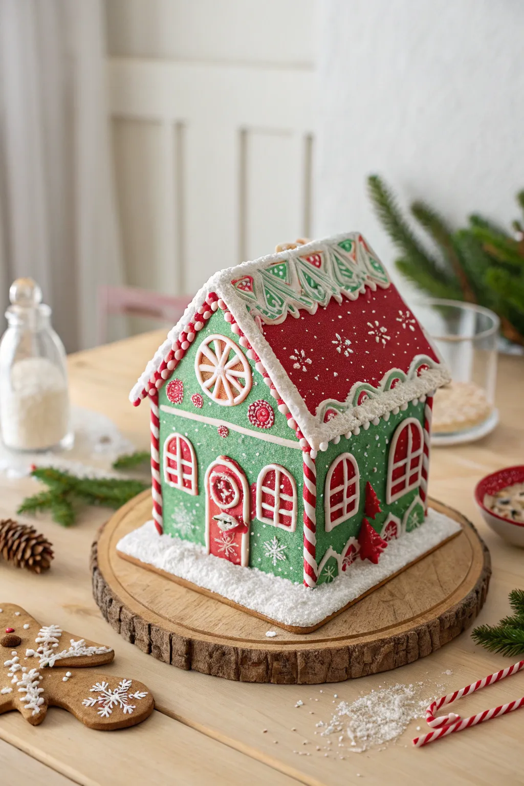 Capture the holiday charm with this enchanting paper mache gingerbread house, a perfect blend of color and craft!