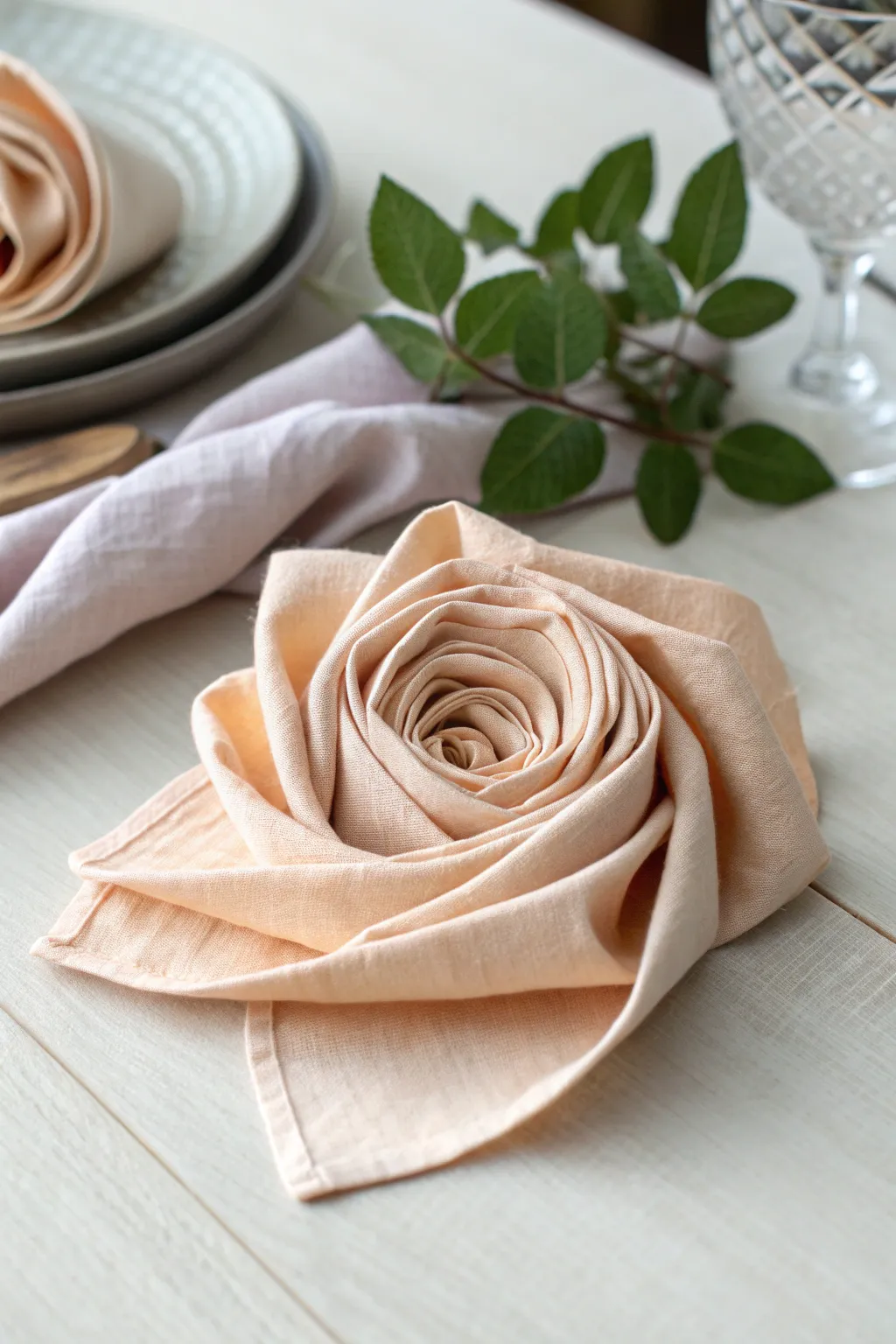 Elevate your table setting with the timeless charm of a classic rose napkin fold.