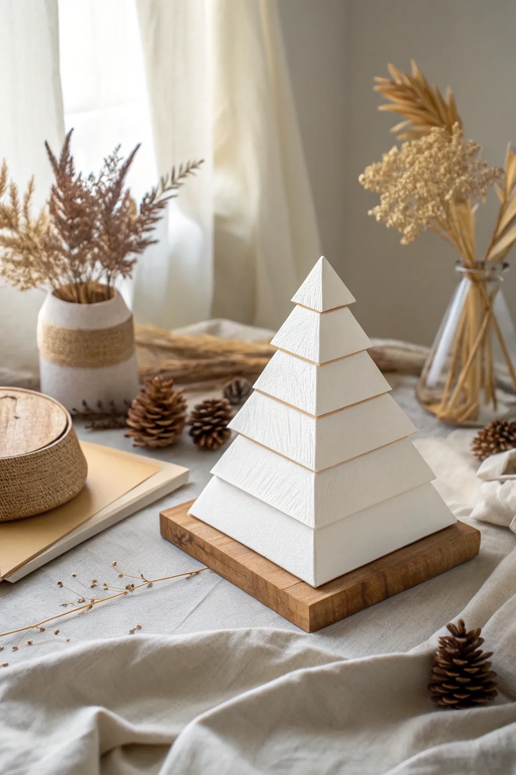 Embrace simplicity with a classic paper pyramid—where Scandinavian minimalism meets boho charm.