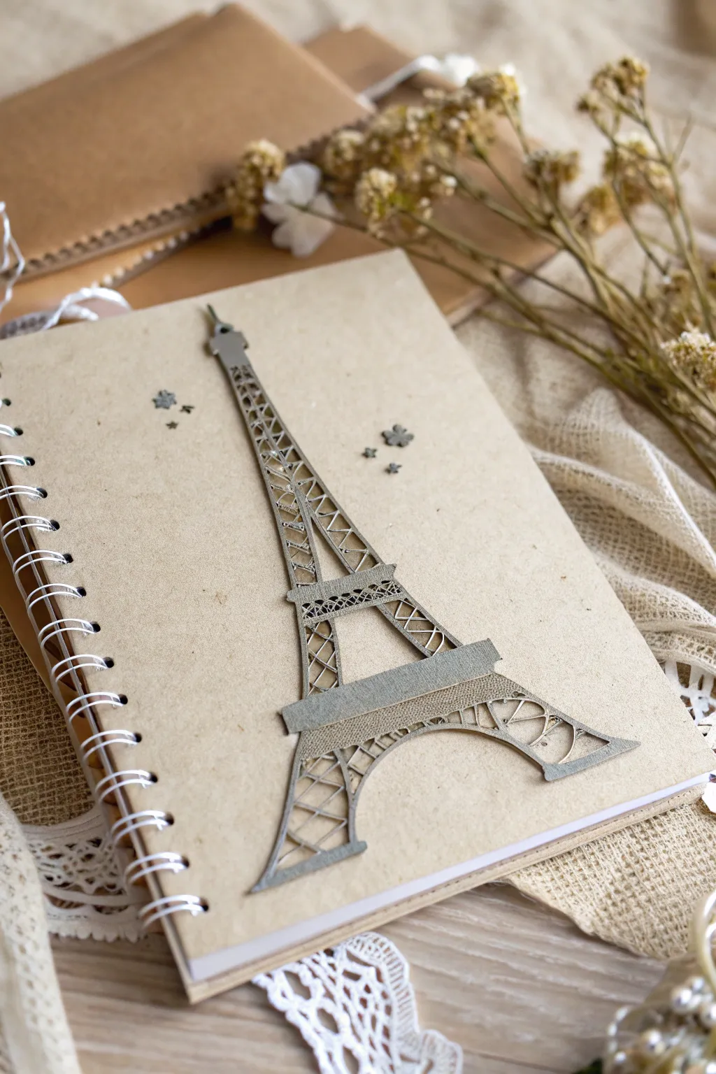 Elevate your scrapbook with a touch of Parisian elegance through a shimmering Eiffel Tower silhouette.