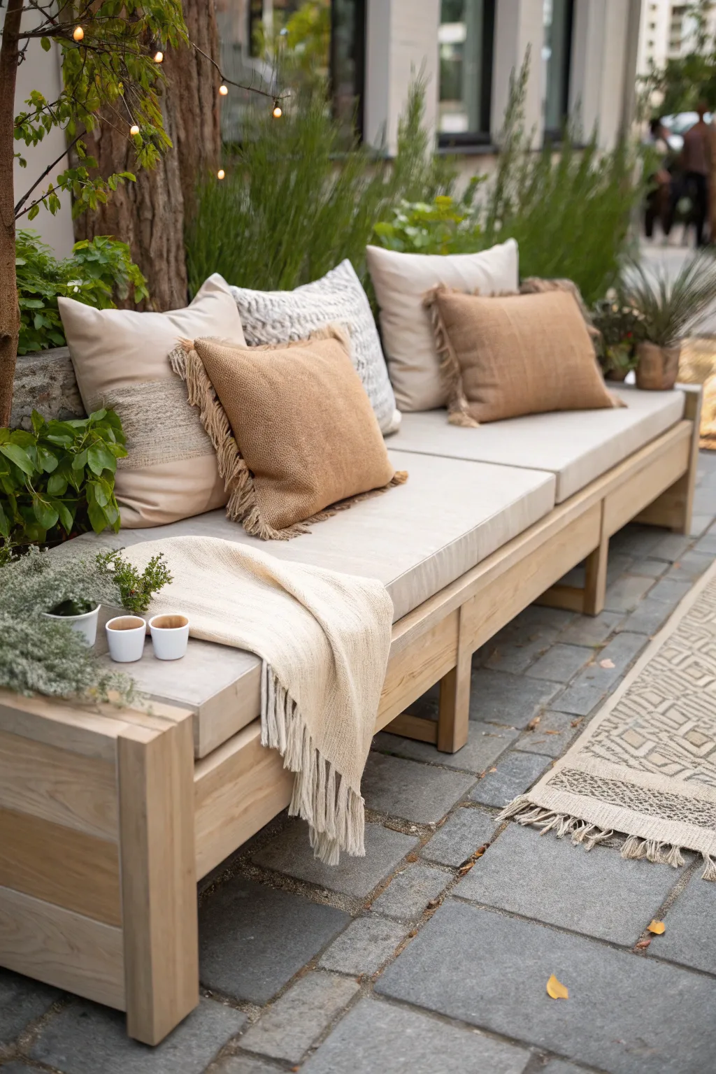 Transform your parklet into a serene retreat with Scandinavian elegance and boho warmth.