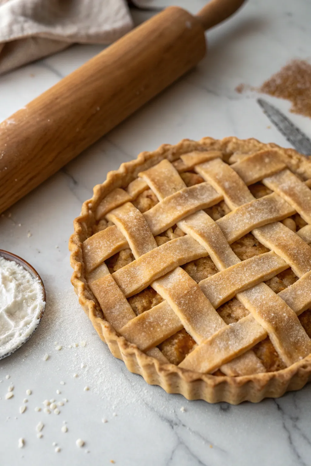 Elevate your baking with the timeless beauty of a classic lattice pie crust. Simplicity meets elegance in every weave. 🍂 #LatticePie #ScandiBohoCharm