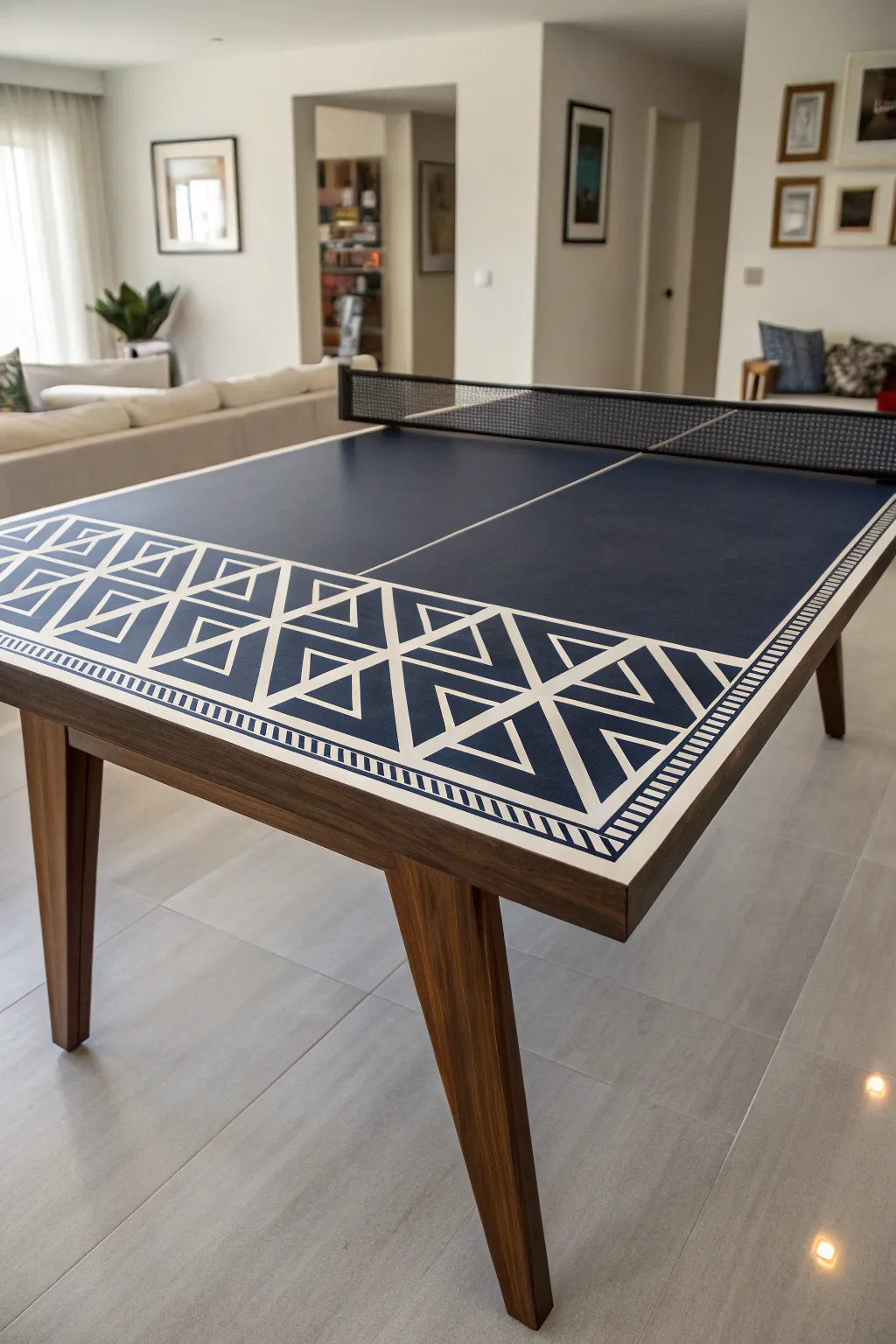 Transform your space with geometric elegance: a ping pong table that's both a game and a centerpiece.