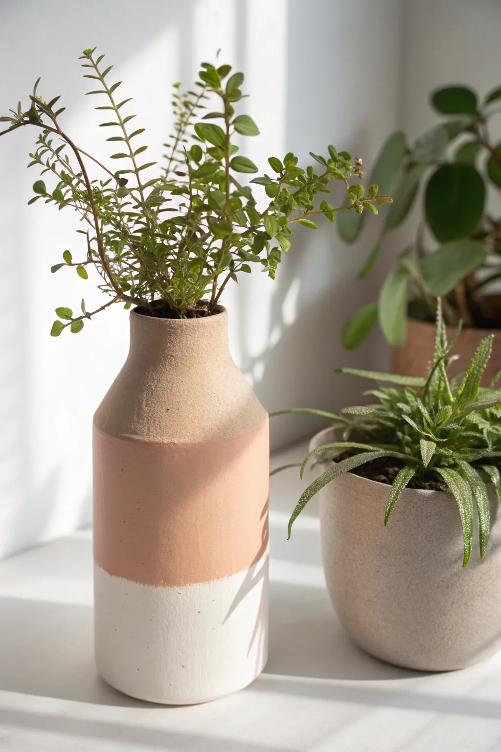 Turn waste into wonder: Repurpose plastic bottles into chic planters for a touch of green simplicity.