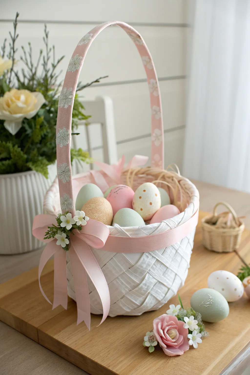 Transform everyday plastic into charming Easter baskets with a touch of paint and ribbon magic.