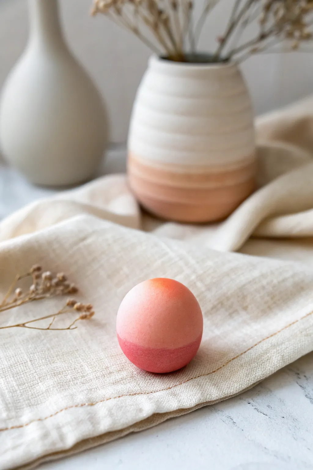Embrace the serene beauty of ombre with this handcrafted gradient bead, a sunrise captured in clay.