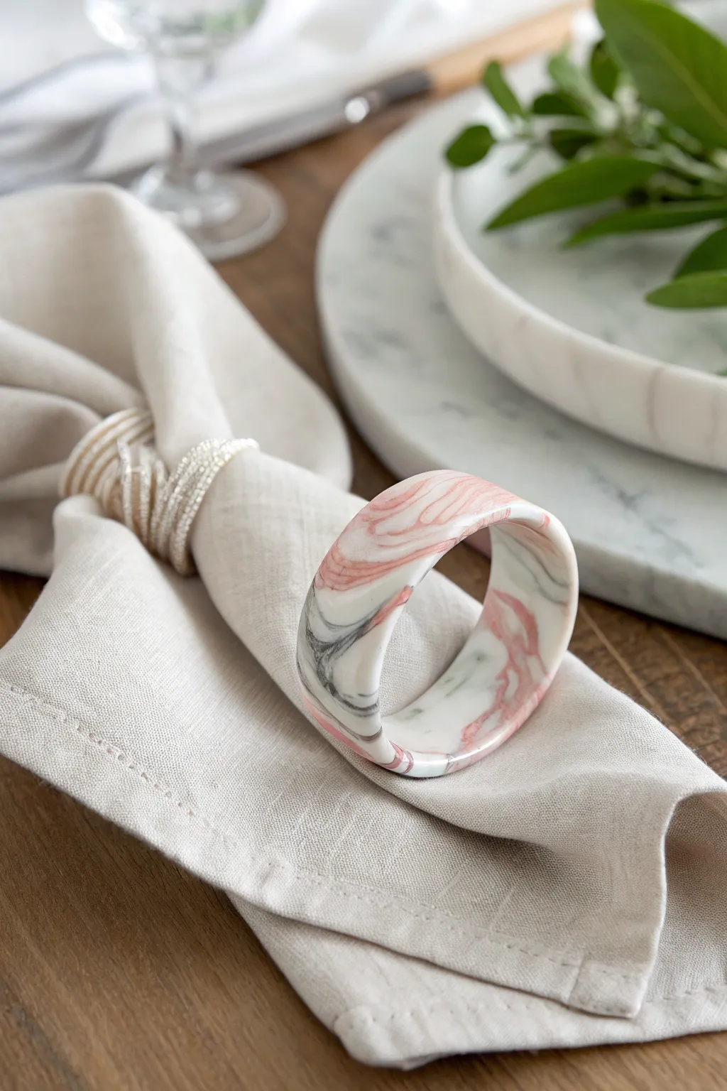 Add a touch of elegance to your table with these marbled polymer clay napkin rings.