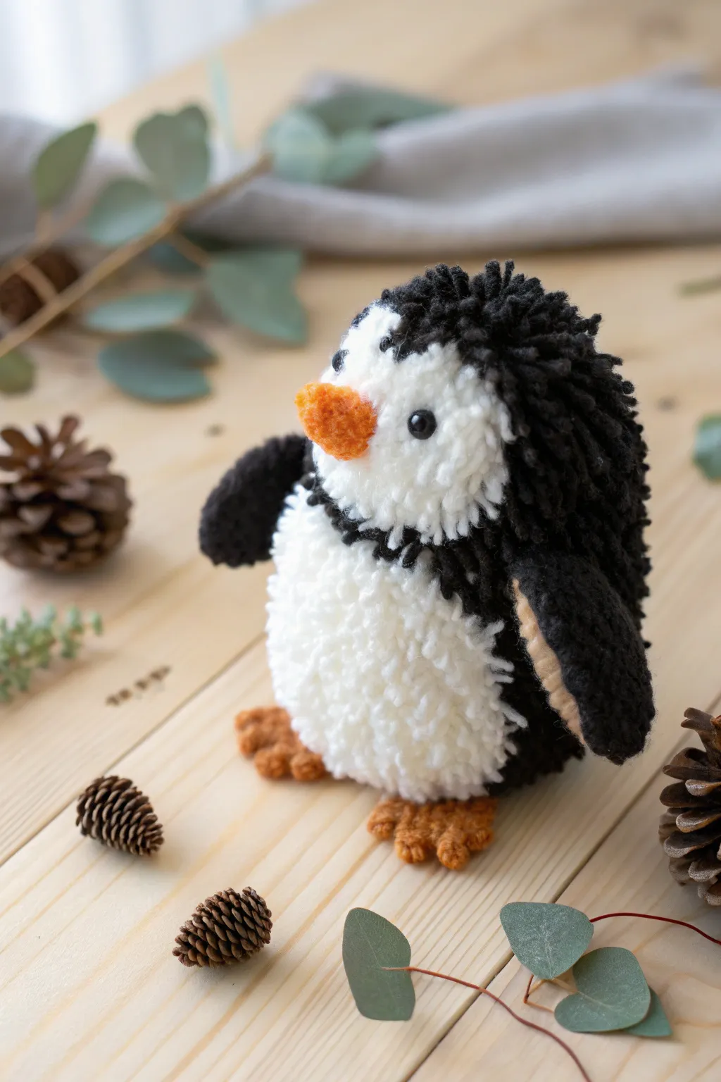 Meet your new fluffy desk companion: the pom pom penguin!