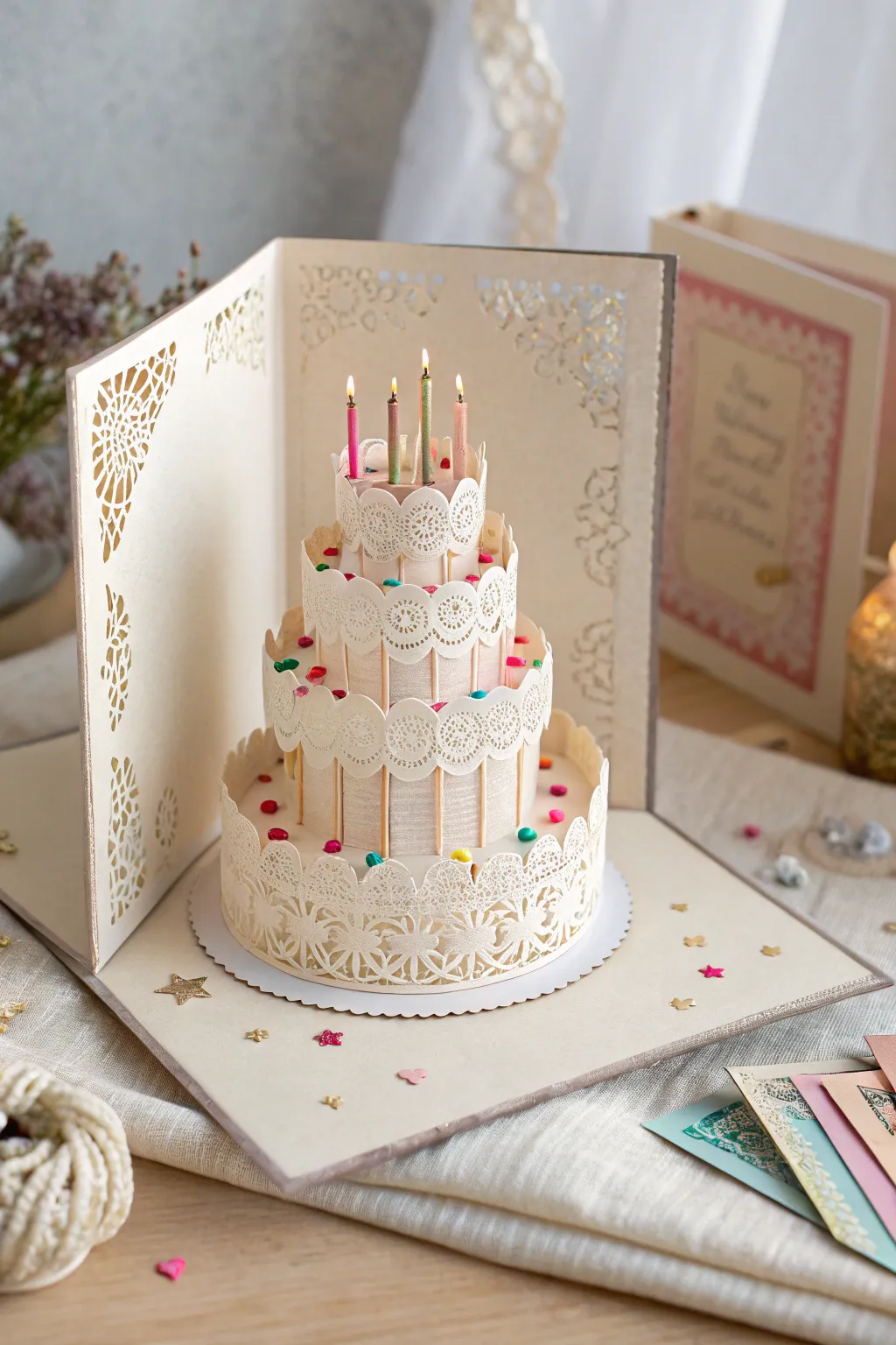 Celebrate with a pop-up surprise: A handcrafted layered cake card that delights with every detail!