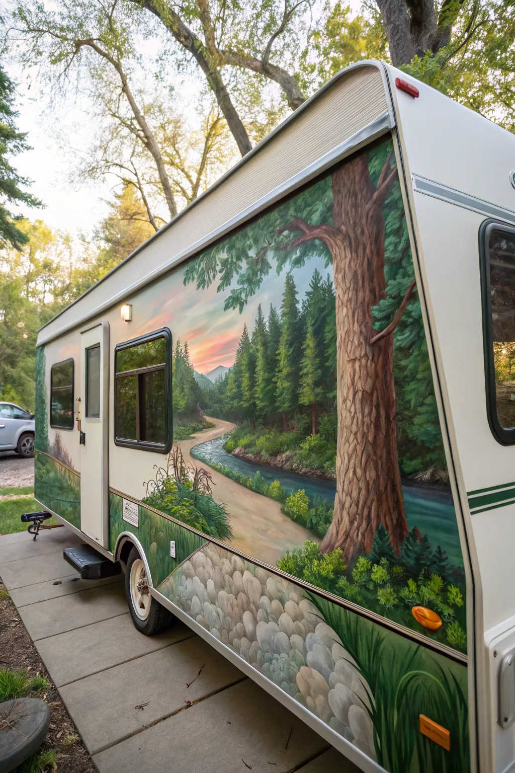Transform your travel with a nature-inspired mural that brings the wilderness right to your camper's doorstep.