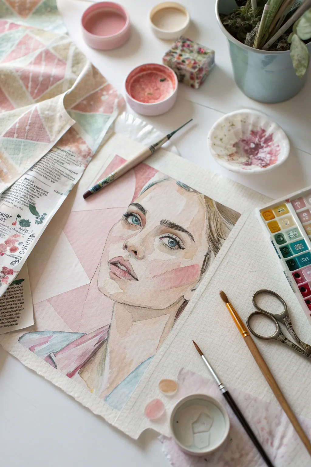 Discover the beauty of mixed media with a minimalist collage portrait project. Embrace creativity with magazine cutouts, fabric, and paint.