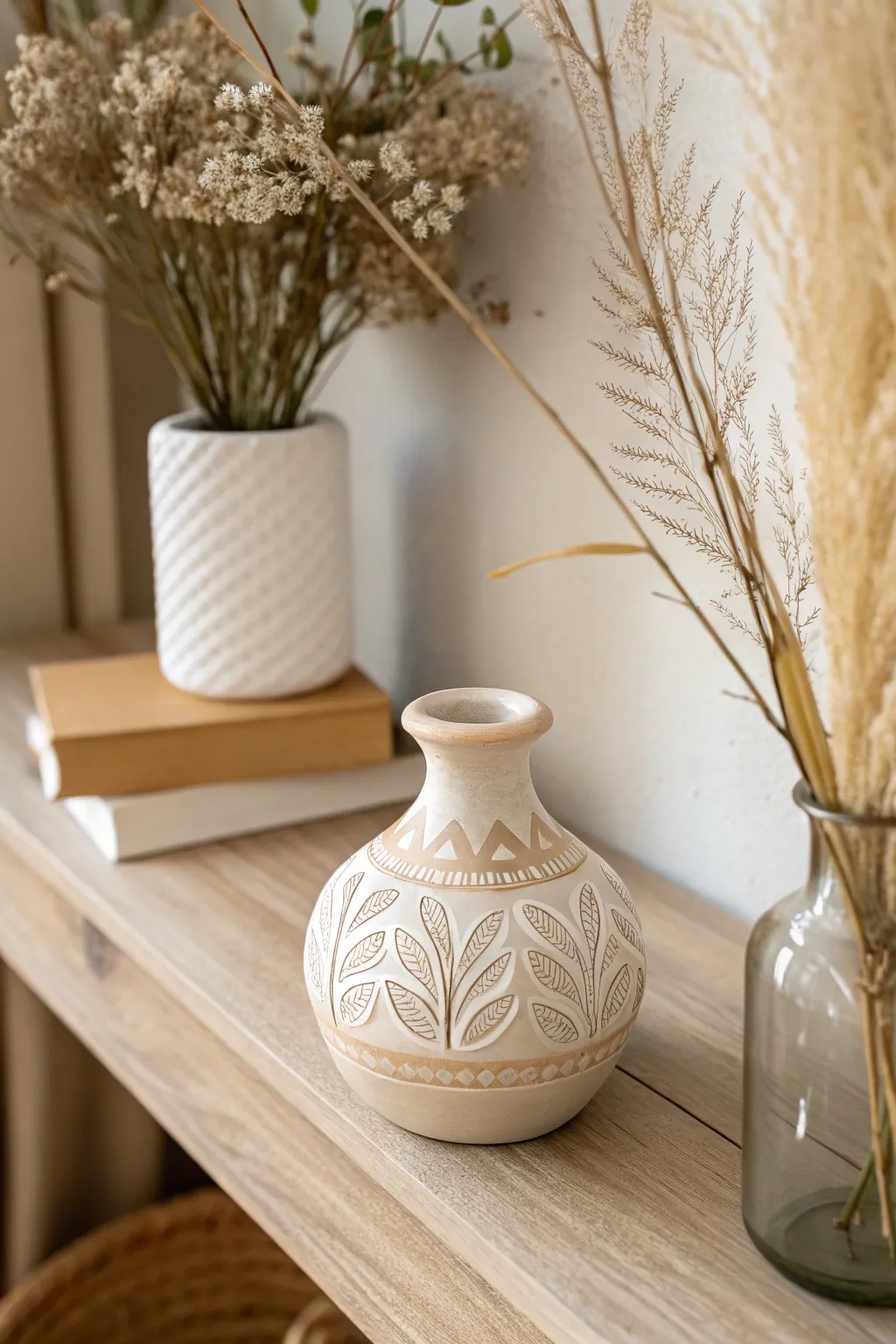Embrace the charm of handmade beauty with tiny decorative vases that speak volumes in simplicity.