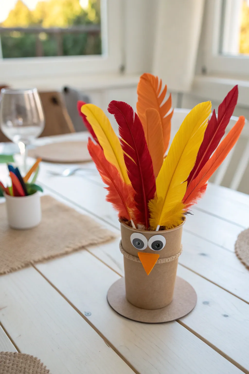 Bring the charm of handcrafted elegance to your Thanksgiving table with this adorable handprint turkey centerpiece - a perfect blend of personal touch and festive spirit!