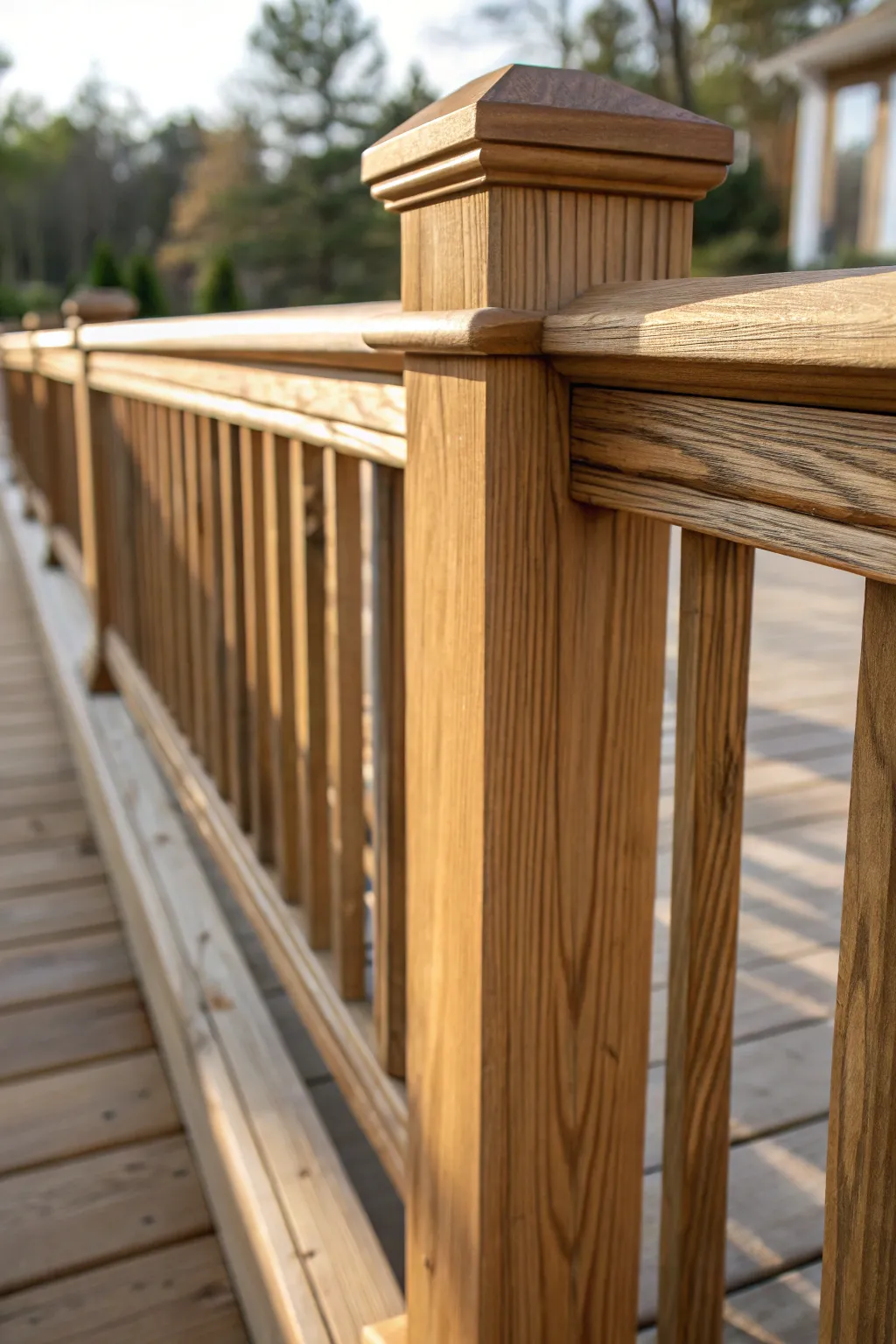 Embrace timeless elegance with meticulously crafted wooden railings.