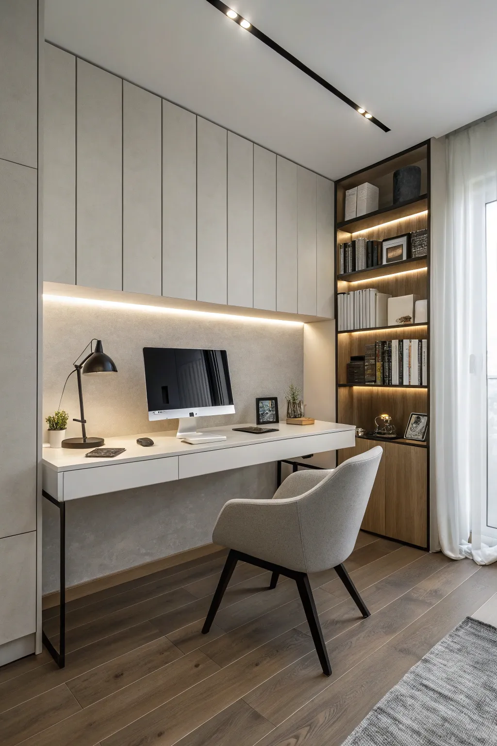 A minimalist office designed to enhance focus and reduce stress.