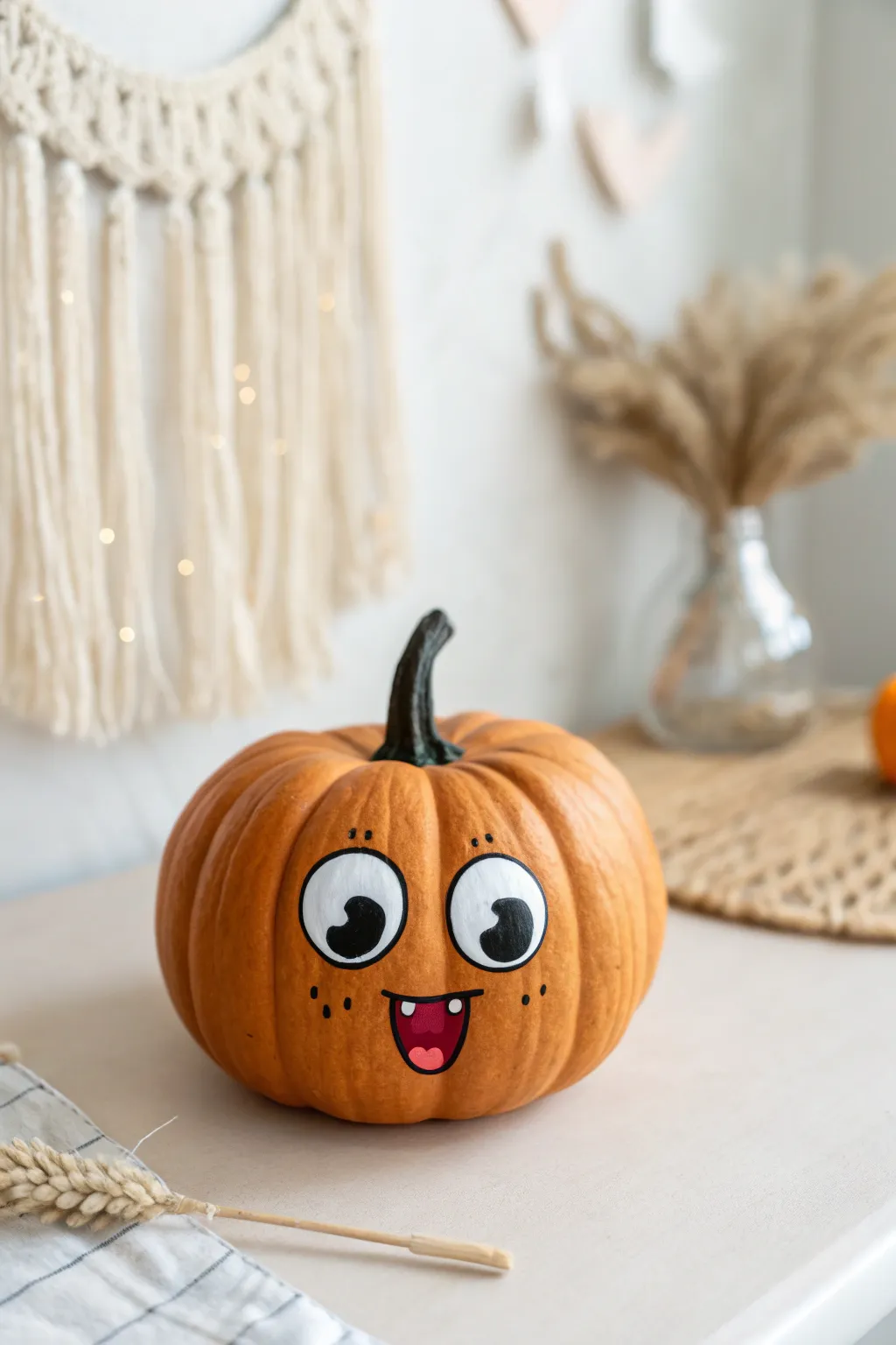 Embrace the whimsical charm of cartoon pumpkins with exaggerated features for a playful touch to your fall decor.