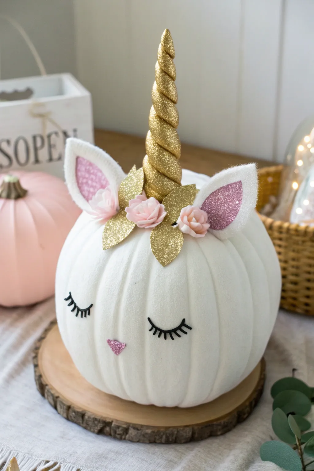 Embrace the magic of autumn with this enchanting unicorn pumpkin, where minimalism meets a touch of whimsy!