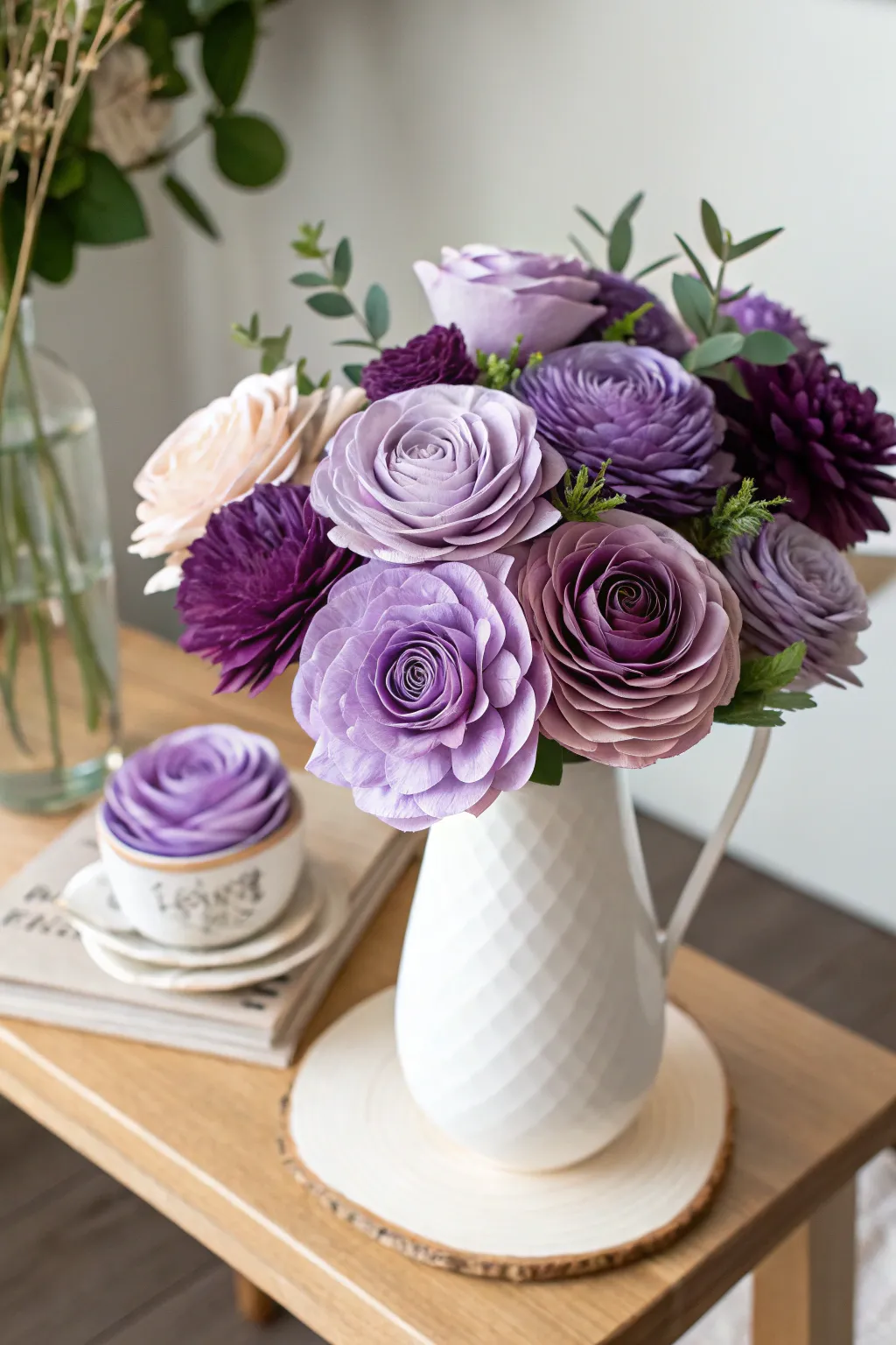 Eternal Blooms: Embrace the Art of Crafting with a Bouquet of Purple Paper Flowers.