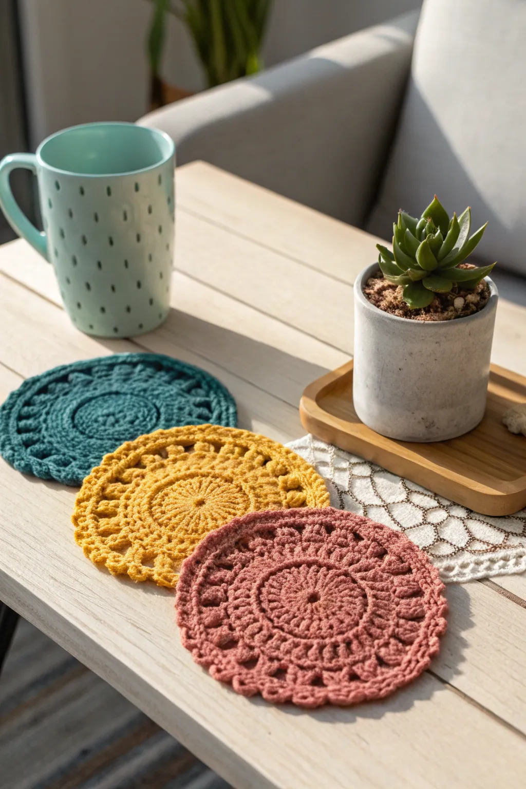 Add a pop of color to your coffee table with these beautifully crocheted coasters—simple, vibrant, and full of charm!