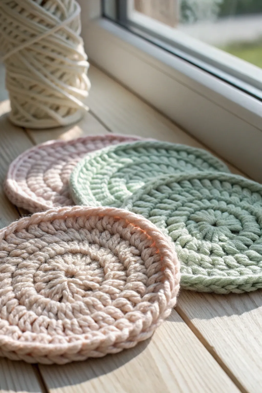 Elevate your decor with these stylish chunky yarn coasters – a quick, satisfying crochet project perfect for any minimalist home.