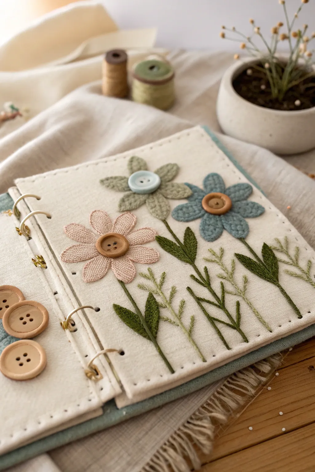 Cultivate creativity and mindfulness with a charming button garden for little hands to explore. 🌸🌿 #QuietBook #ButtonGarden #ScandinavianBoho