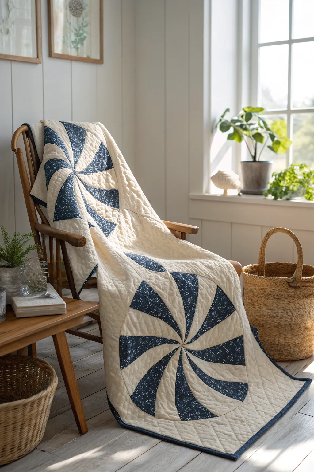 Embrace timeless elegance with the classic pinwheel quilt, where simplicity meets style.