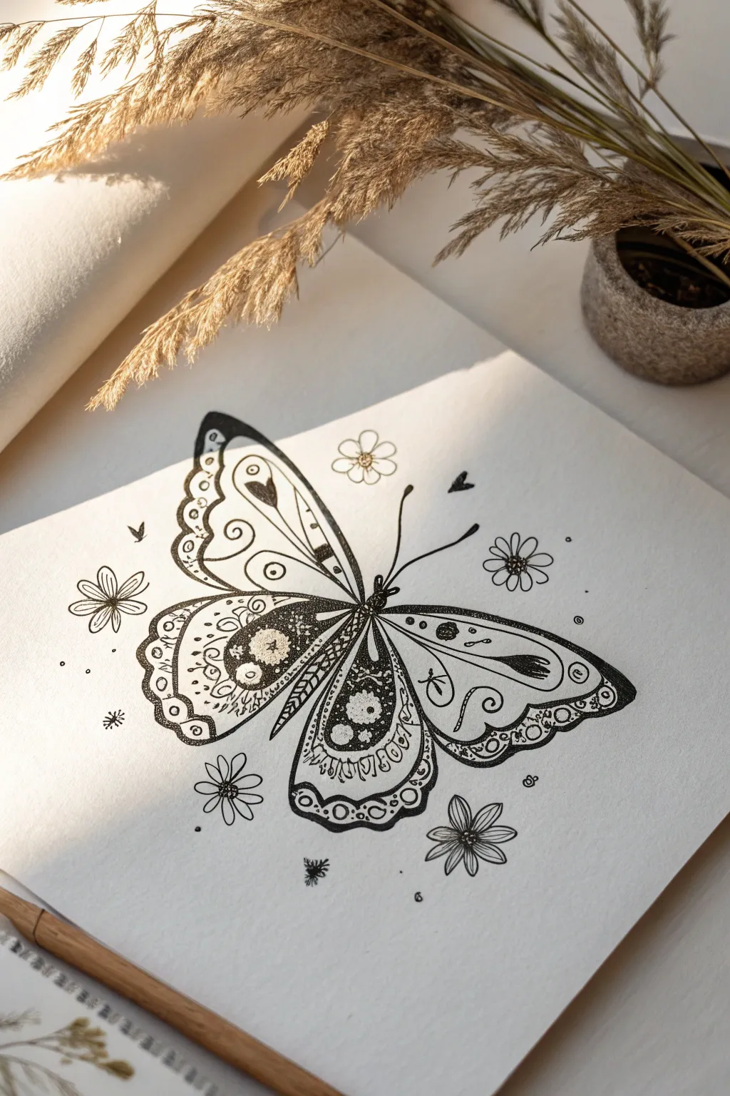 Embrace the art of simplicity with whimsical butterfly doodles that flutter with elegance and charm.