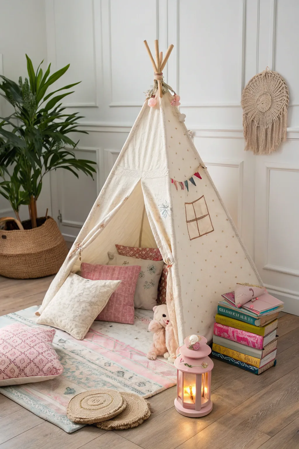 Create a magical teepee retreat for your little one—a perfect nook for imaginative adventures and cozy storytime!