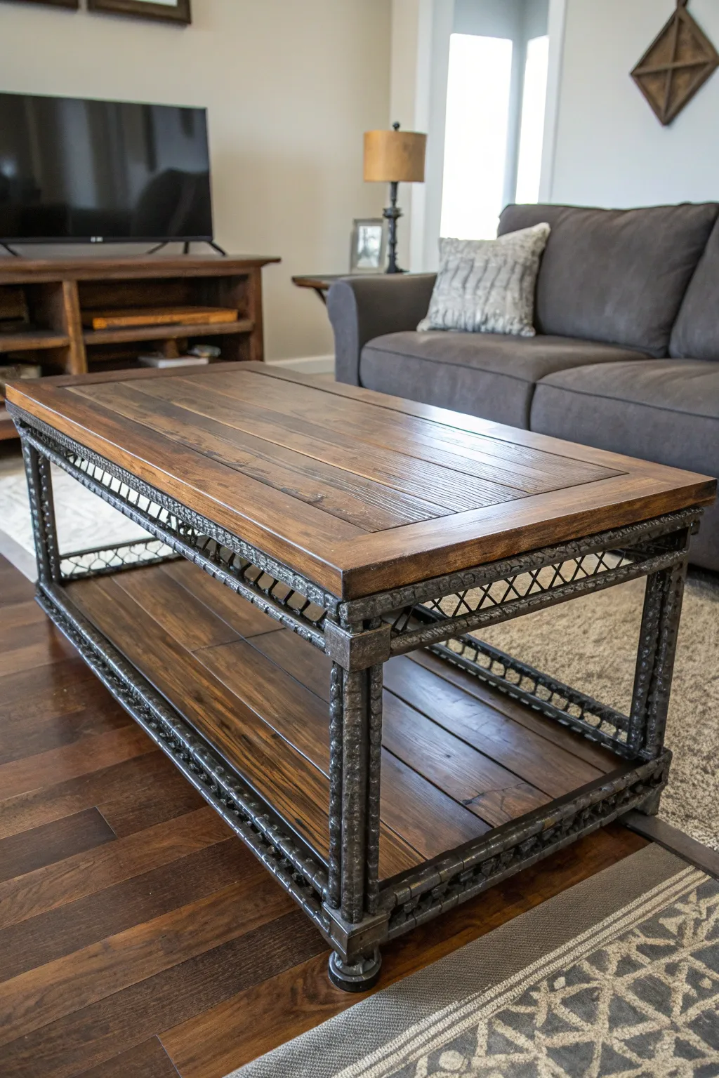 Transform your space with this industrial masterpiece: a rebar coffee table that blends rugged craftsmanship with modern elegance.