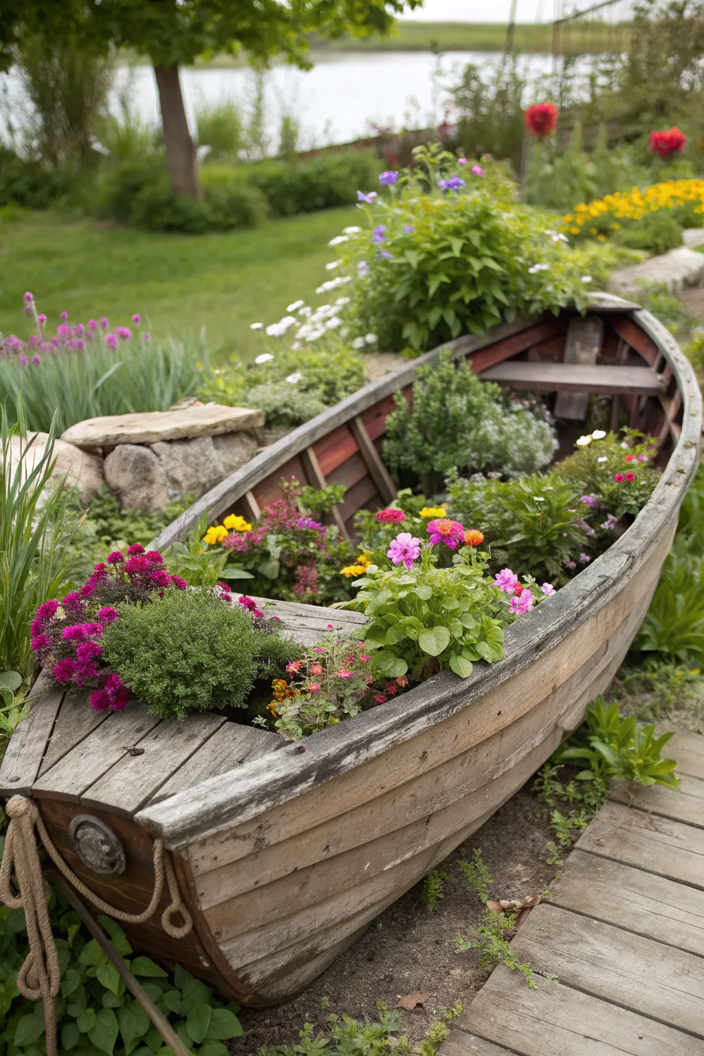 Sail into Serenity: Transform your old boat into a blooming garden masterpiece!