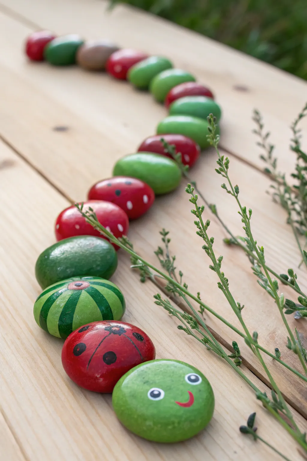 Transform your garden with this charming painted rock caterpillar—where Scandinavian simplicity meets boho charm!