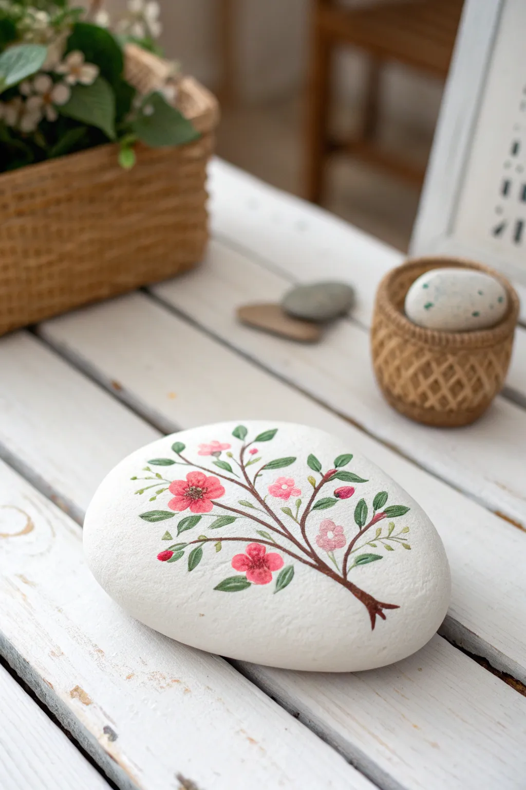Unleash your creativity on nature's canvas with this minimalist rock painting idea. 🌿✨ #NatureArt #ScandinavianBoho