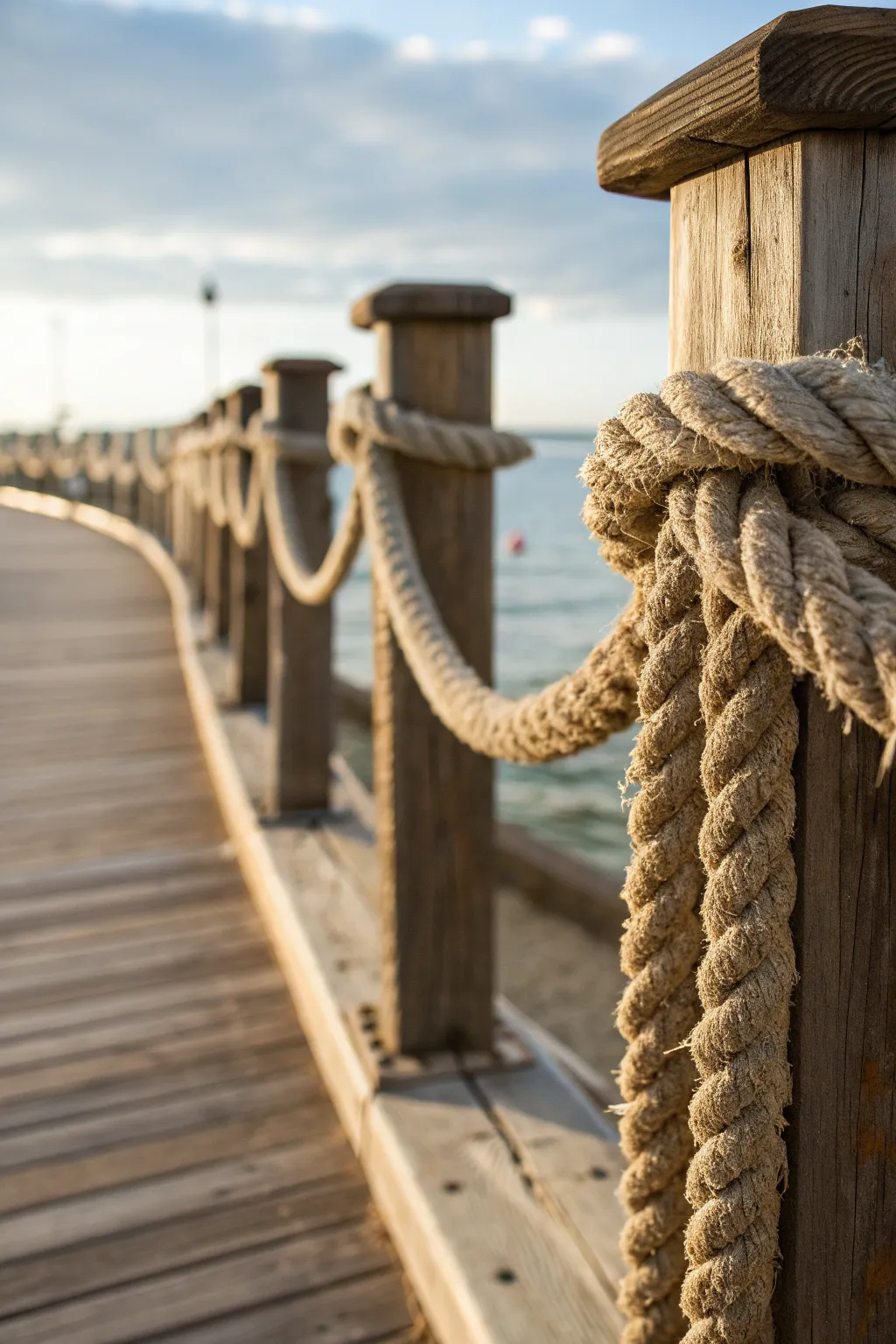 Embrace the timeless allure of nautical elegance with a beautifully crafted rope railing.