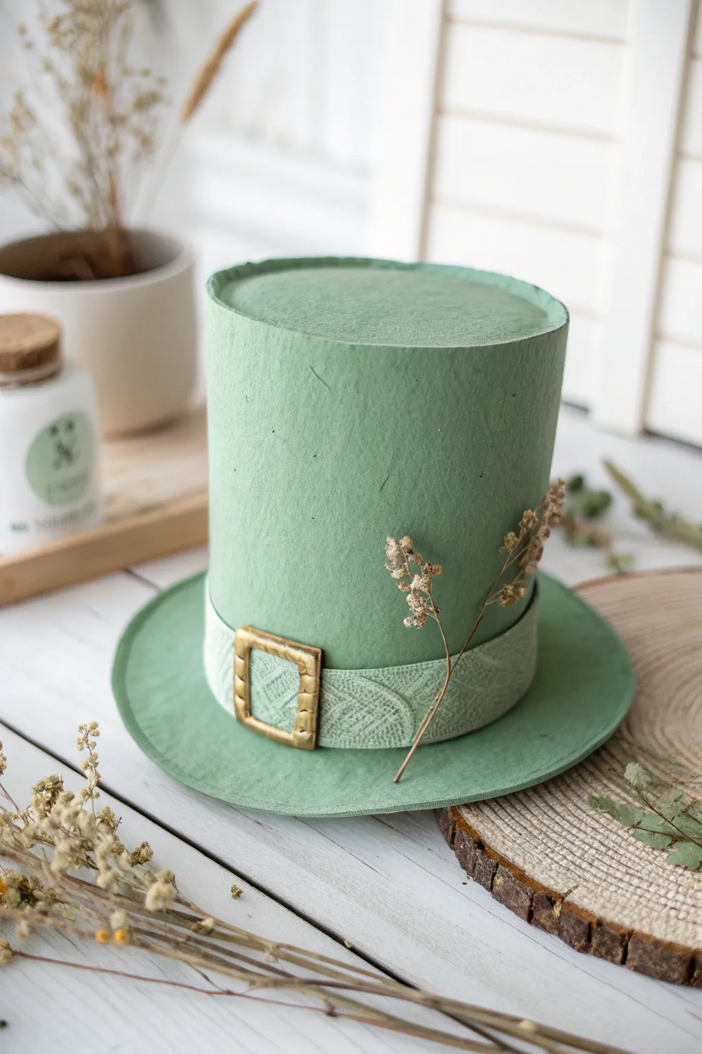 Embrace the charm of minimalism with this handcrafted mini leprechaun hat, perfect for a touch of festive elegance.