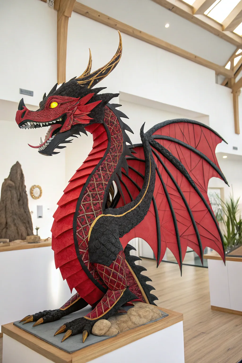 Unleash the fierce elegance of paper dragons with bold colors and exquisite details.