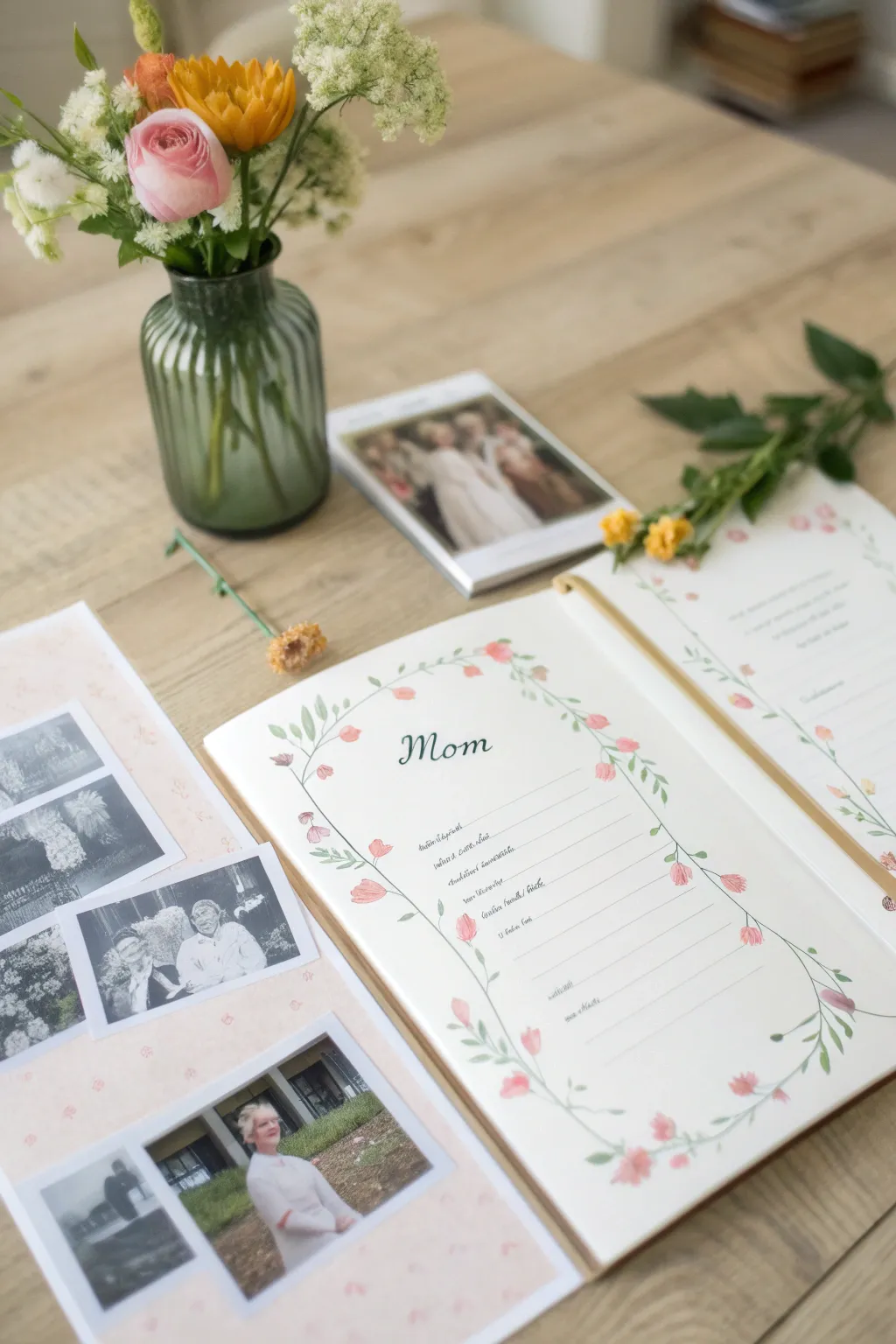 Capture your journey with mom through a minimalist scrapbook timeline, where every memory is a beautiful milestone.