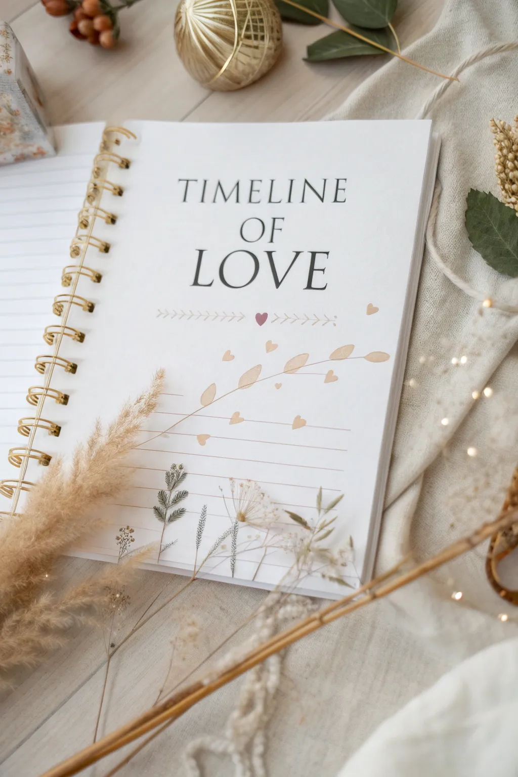 Craft your love story with a beautifully minimalist timeline scrapbook page.