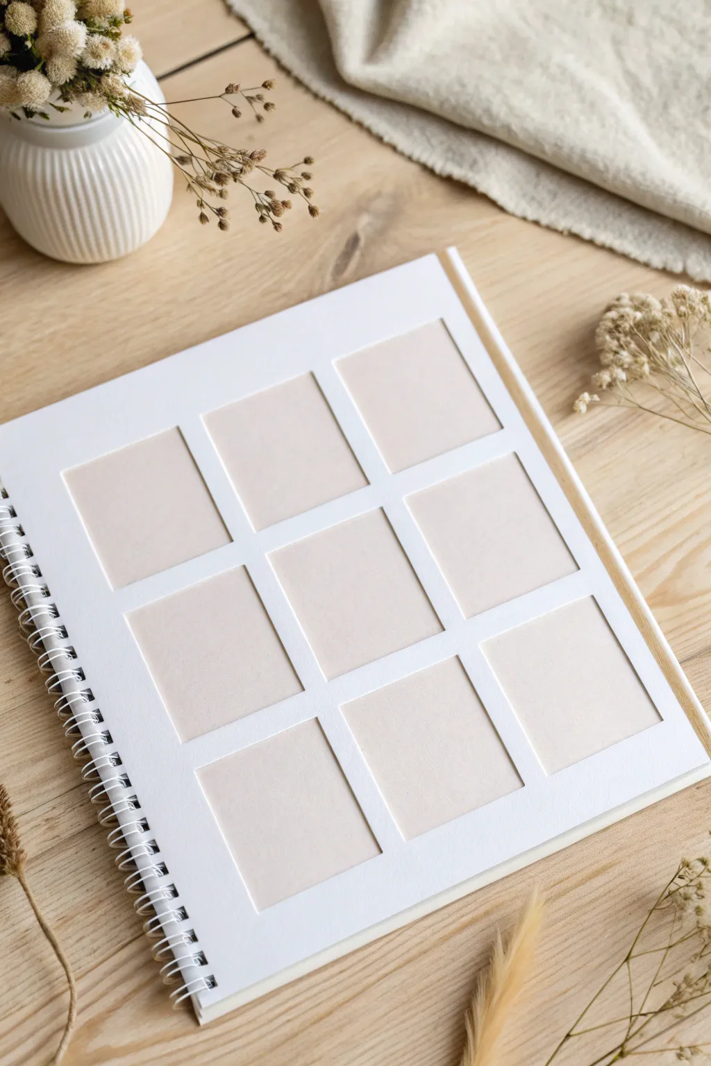 Embrace the art of simplicity with a stunning photo grid scrapbook. #ScandinavianStyle #MinimalistBeauty