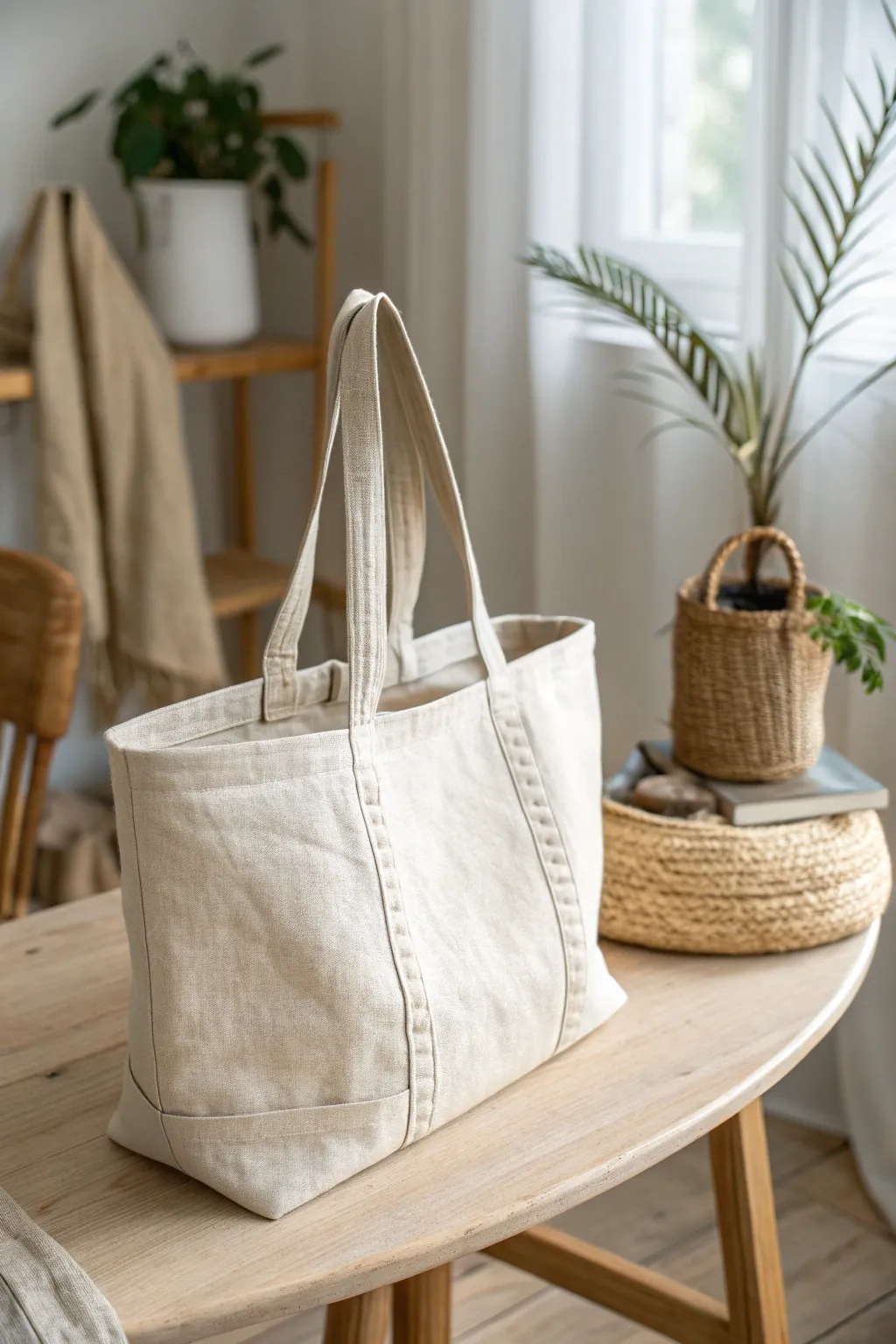 Craft your style with this minimalist tote bag - the perfect beginner's sewing project!