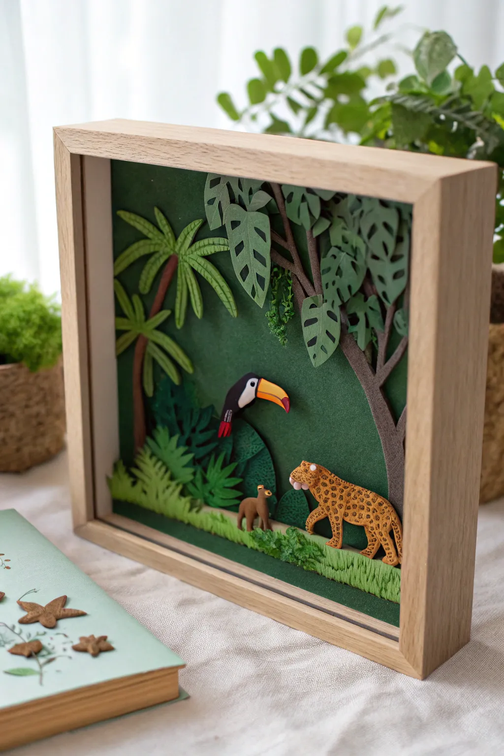 Bring the beauty of the rainforest to your desk with this minimalist shadow box masterpiece.