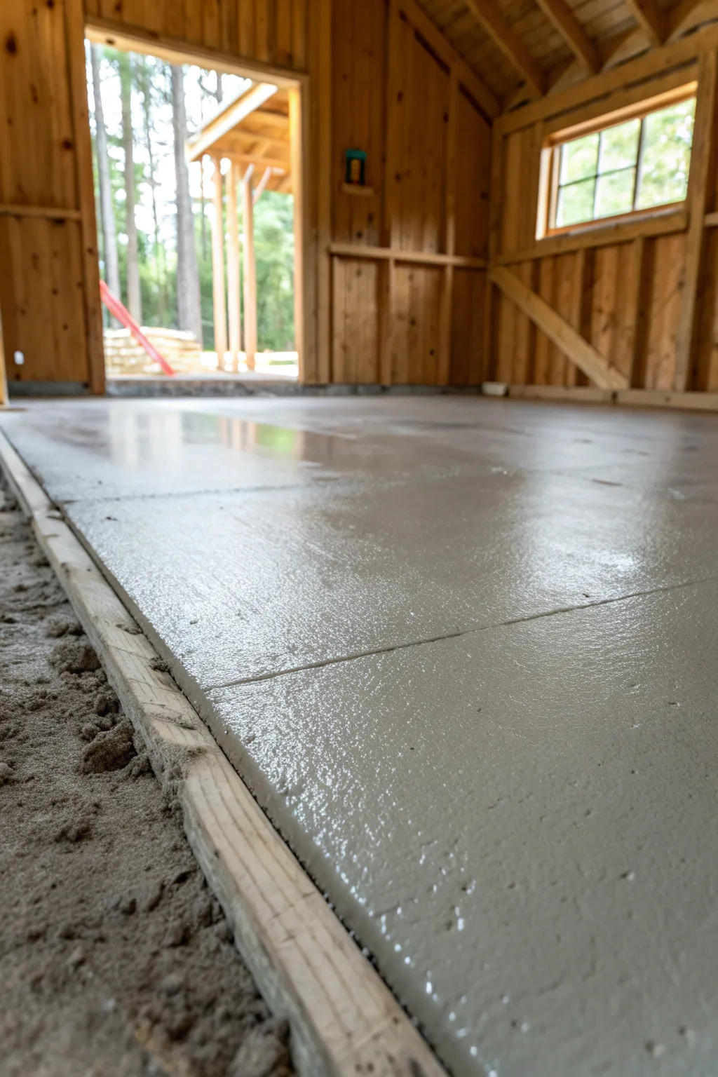Experience the timeless strength of a classic concrete slab floor in your shed.