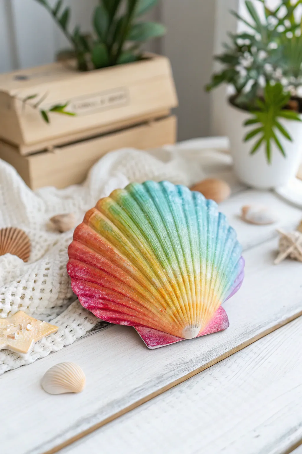 Bring a burst of color into your space with this beautifully painted shell—where minimalism meets vibrant artistry.