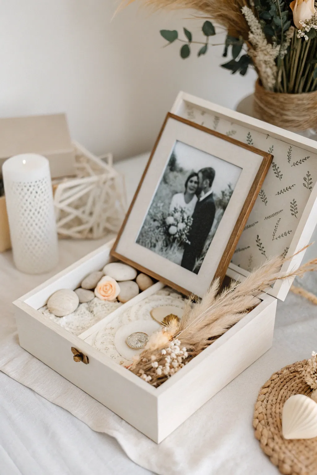 Capture memories with a touch of elegance: a minimalist ofrenda honoring loved ones.
