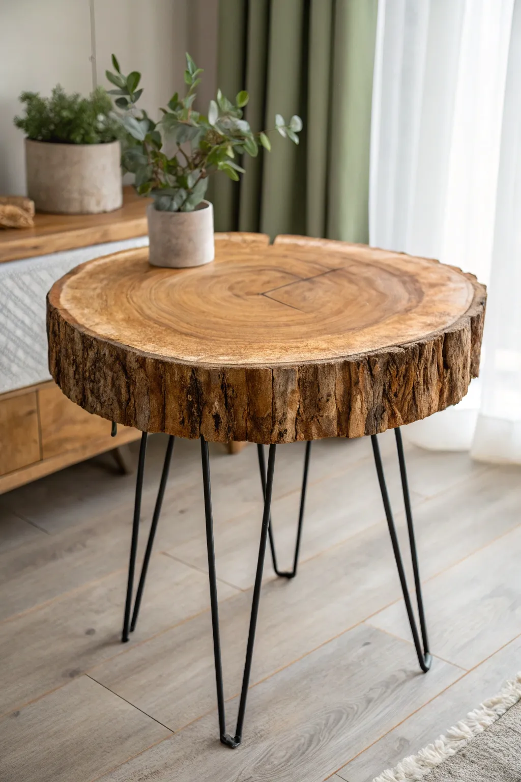 Embrace nature's elegance with this DIY wood slice side table—where rustic charm meets minimalist design.