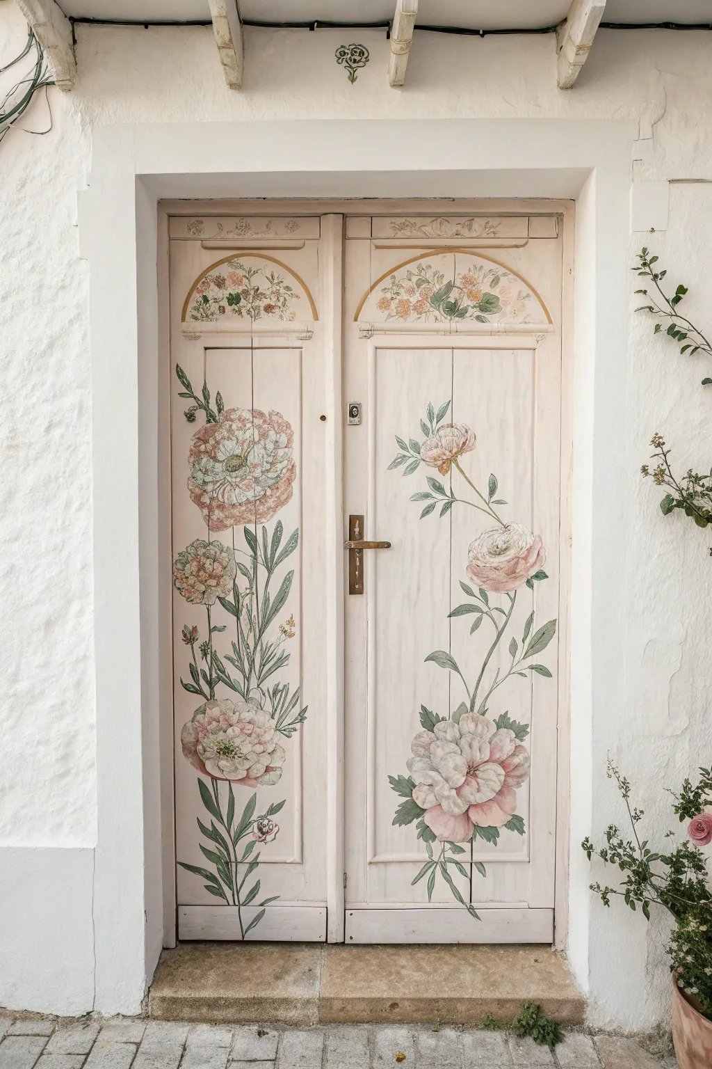 Transform your space with the enchanting charm of hand-painted floral doors. 🌸✨ #FloralFantasy #MinimalistBoho