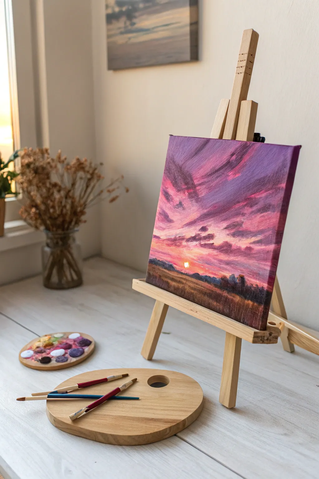 Capture the magic of pink and purple sunsets with a brushstroke of creativity.