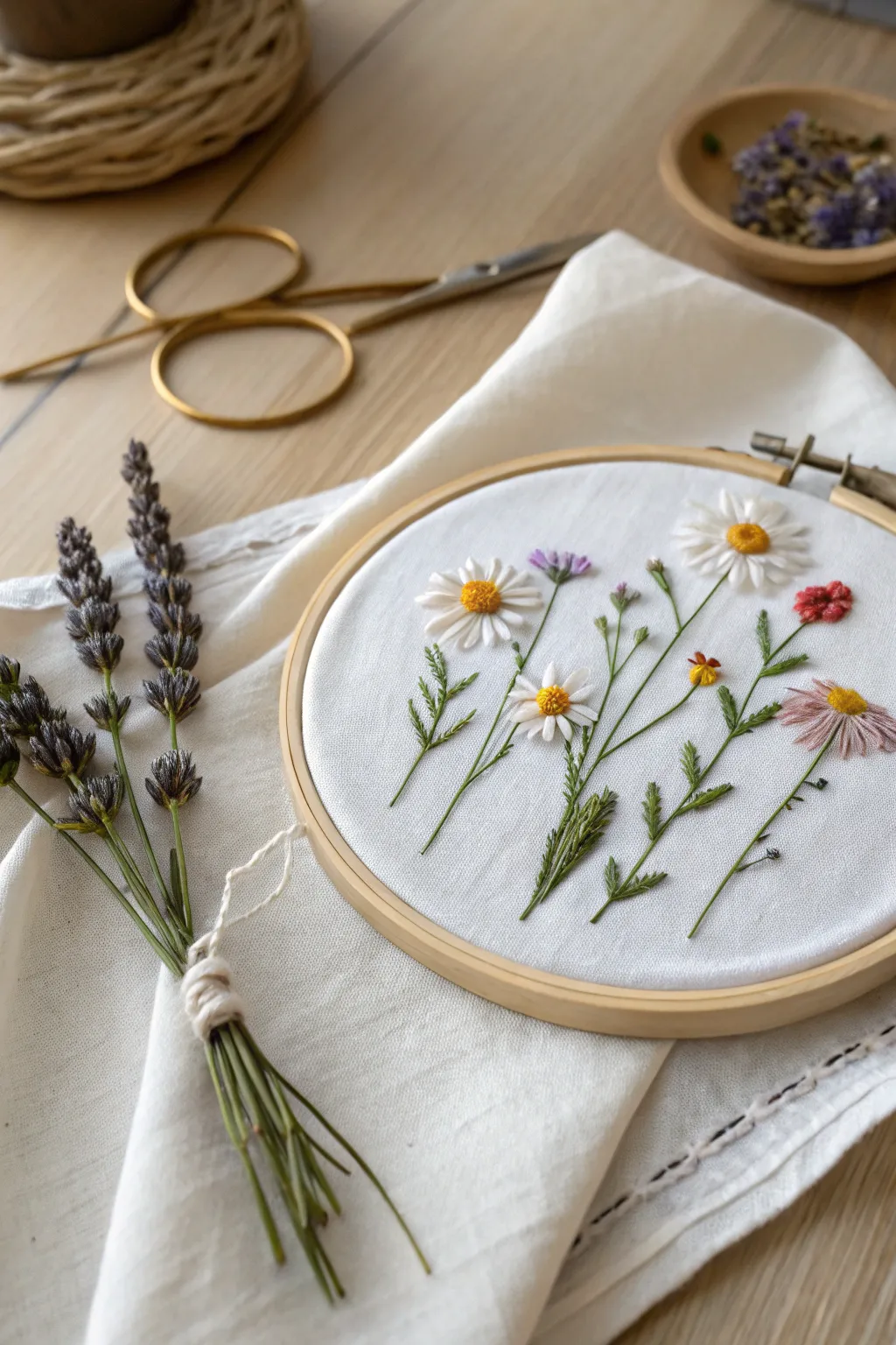 Embrace the charm of nature with delicate wildflower embroidery—perfect for adding a splash of color and craftsmanship to your favorite pieces.