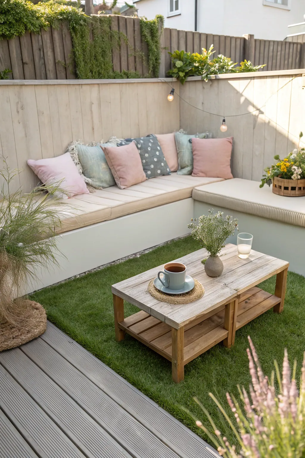 Embrace cozy mornings with a tranquil decked nook, perfect for spontaneous coffee moments.