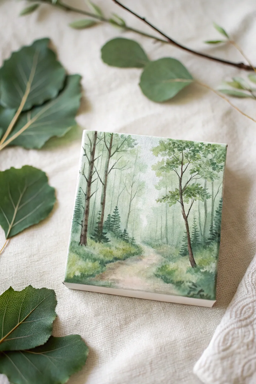 Dive into the tranquility of a miniature forest—where simplicity meets artistry on a tiny canvas.